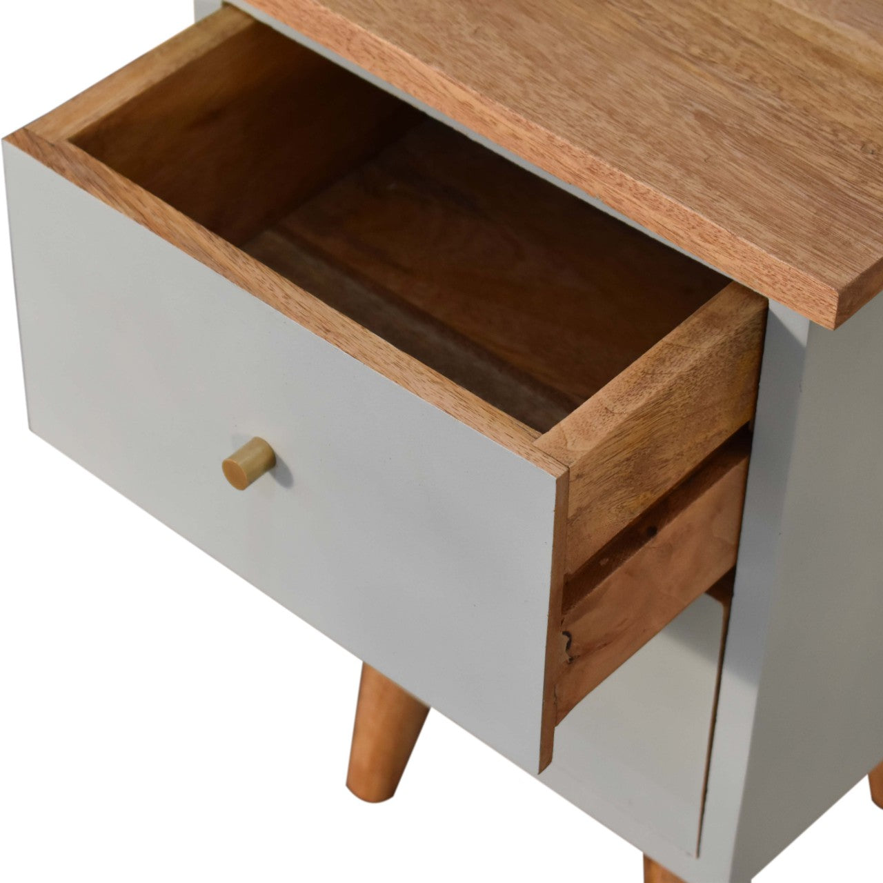 Sky Blue Hand Painted Bedside Table | Oak-Ish Solid Mango Wood