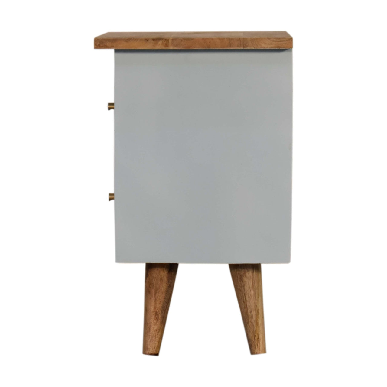 Sky Blue Hand Painted Bedside Table | Oak-Ish Solid Mango Wood