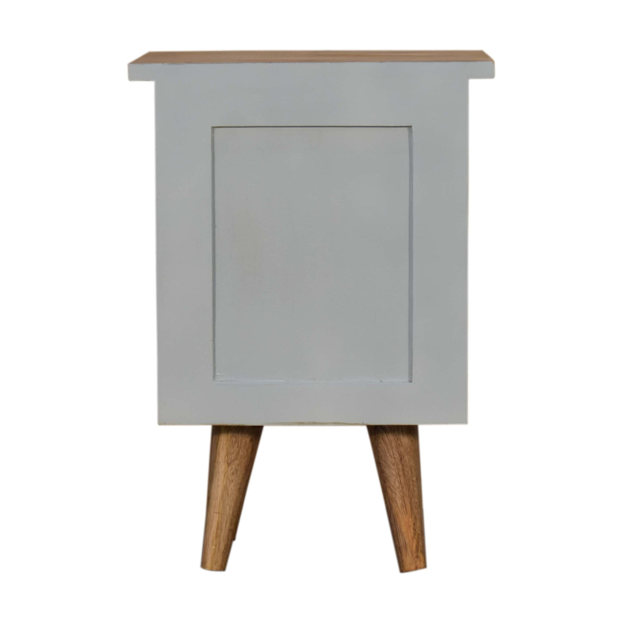 Sky Blue Hand Painted Bedside Table | Oak-Ish Solid Mango Wood