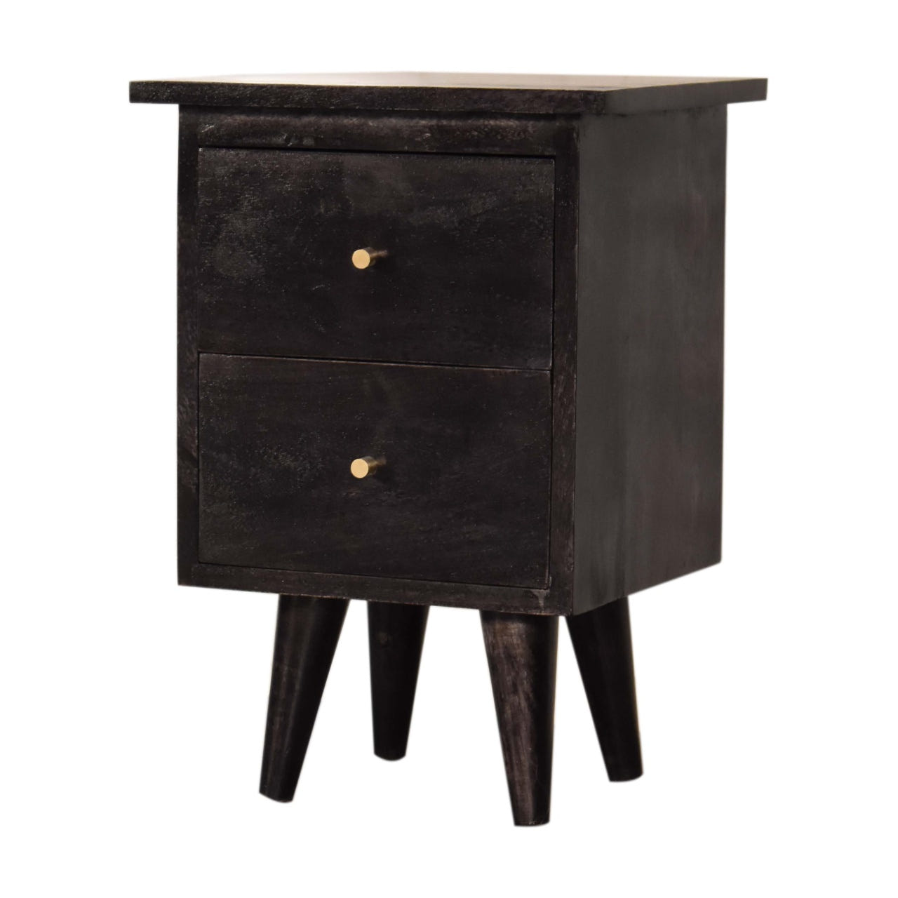 Black Hand Painted Bedside Table | Oak-Ish Mango Wood