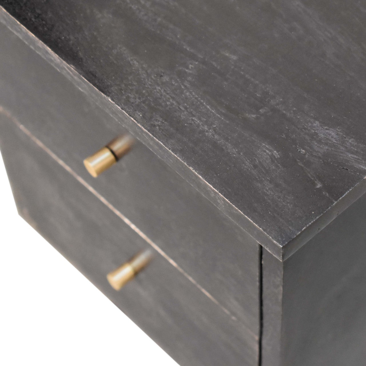 Black Hand Painted Bedside Table | Oak-Ish Mango Wood