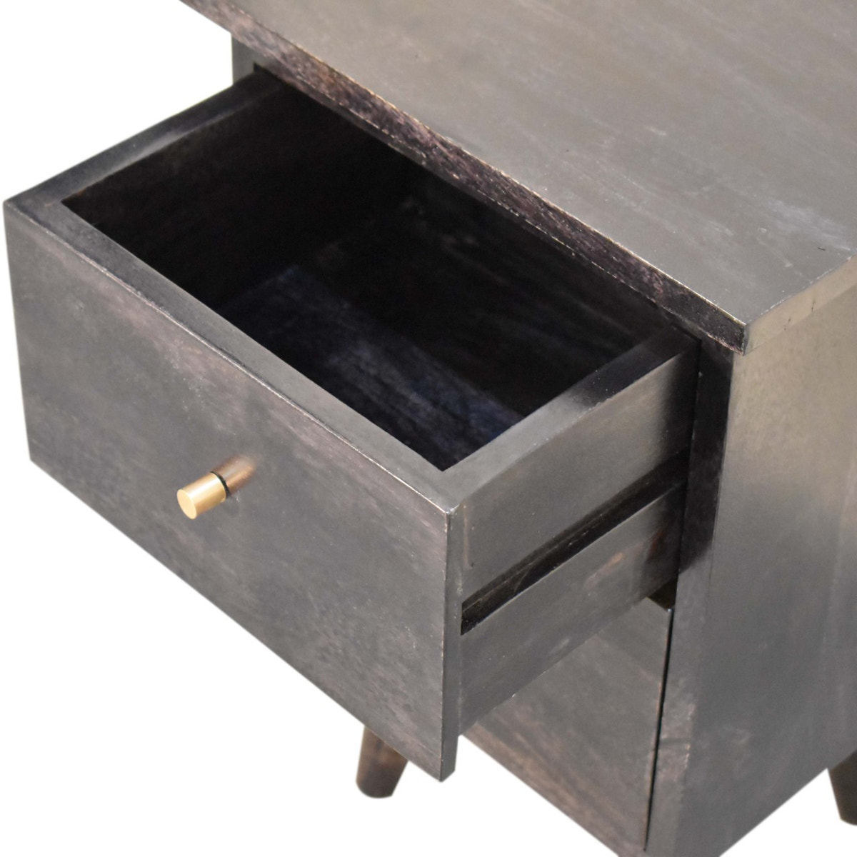 Black Hand Painted Bedside Table | Oak-Ish Mango Wood