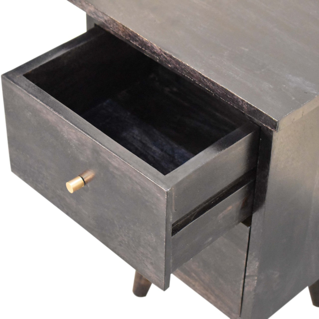 Black Hand Painted Bedside Table | Oak-Ish Mango Wood