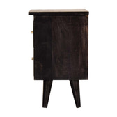 Black Hand Painted Bedside Table | Oak-Ish Mango Wood