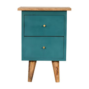 Teal Hand Painted Bedside Table | Oak-Ish Mango Wood