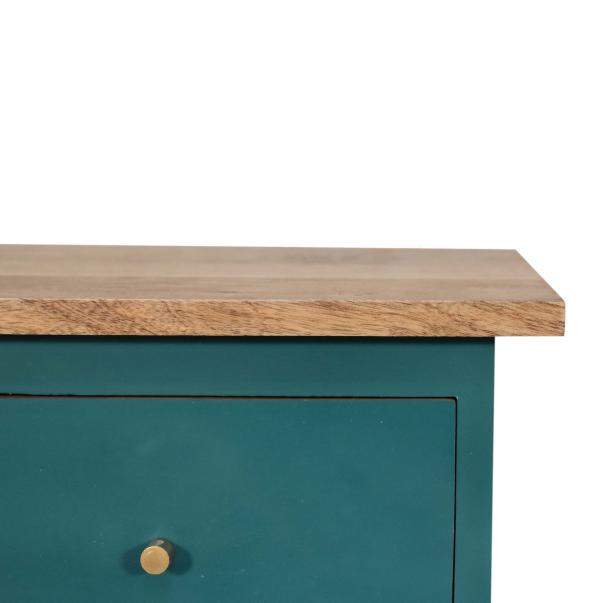 Teal Hand Painted Bedside Table | Oak-Ish Mango Wood