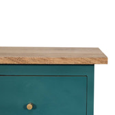 Teal Hand Painted Bedside Table | Oak-Ish Mango Wood