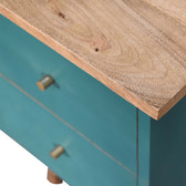 Teal Hand Painted Bedside Table | Oak-Ish Mango Wood