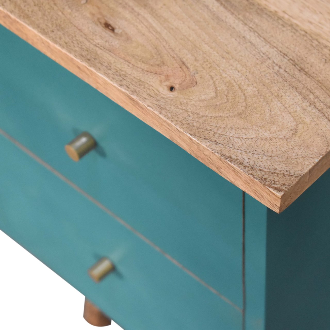 Teal Hand Painted Bedside Table | Oak-Ish Mango Wood