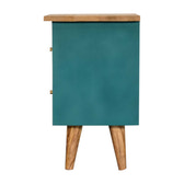 Teal Hand Painted Bedside Table | Oak-Ish Mango Wood