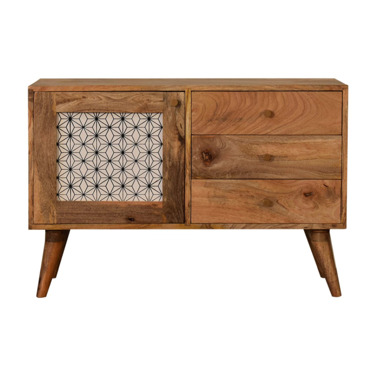 Geo Screen Print Chest of Drawers | Oak Linen