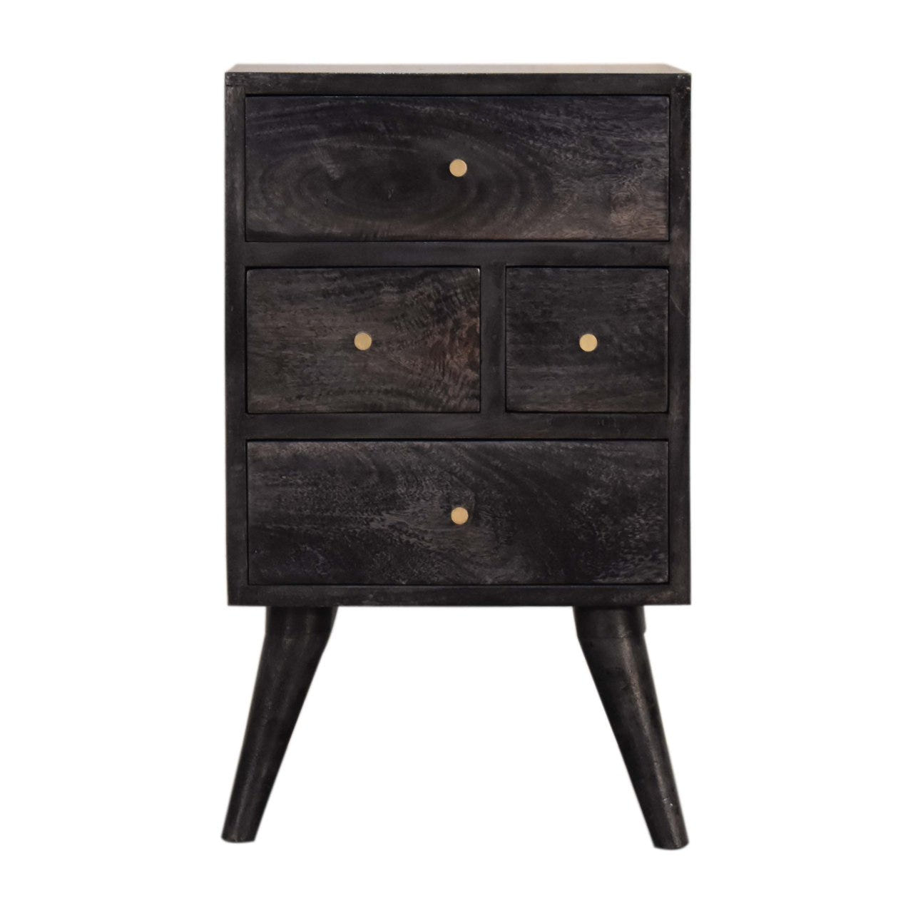 Multi Drawer Ash Black Bedside Table