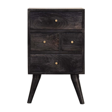 Multi Drawer Ash Black Bedside Table