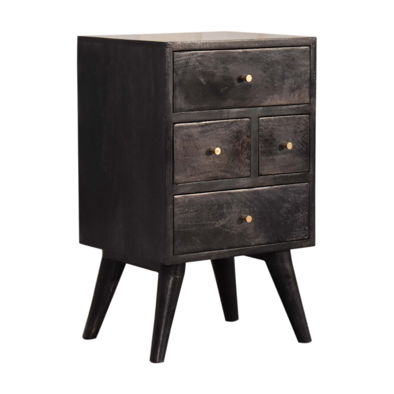 Multi Drawer Ash Black Bedside Table