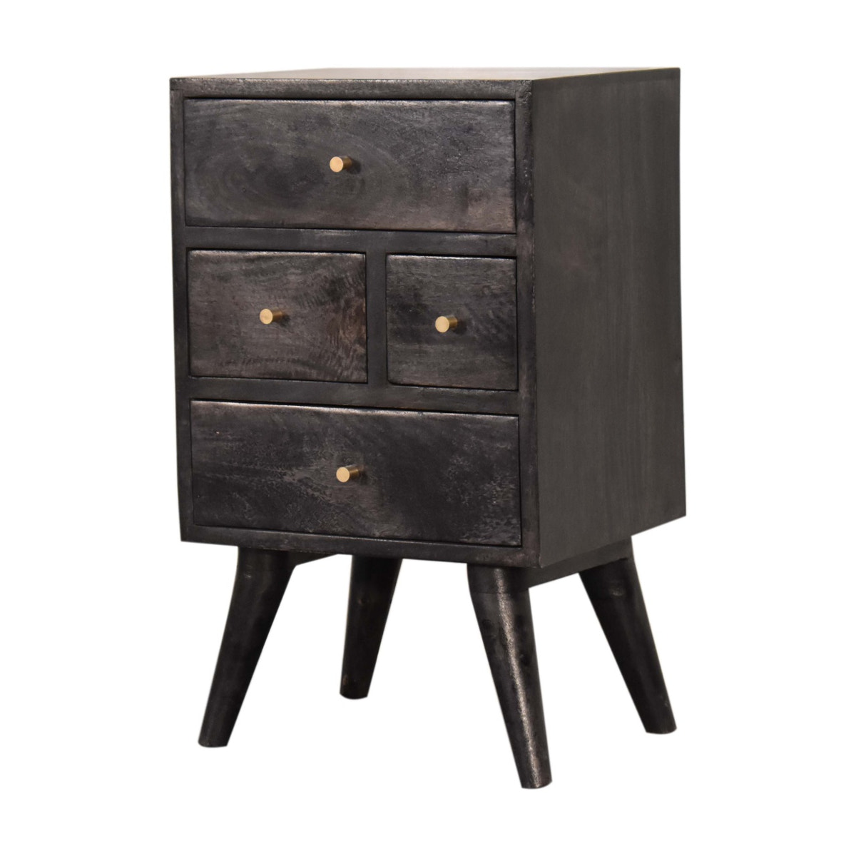 Multi Drawer Ash Black Bedside Table