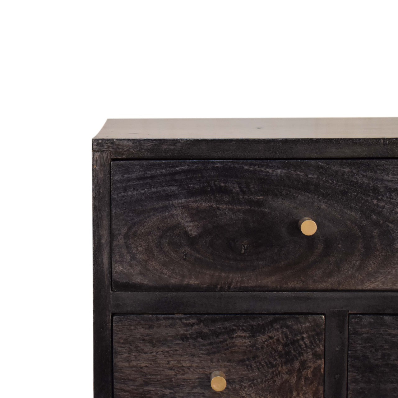 Multi Drawer Ash Black Bedside Table