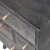 Multi Drawer Ash Black Bedside Table