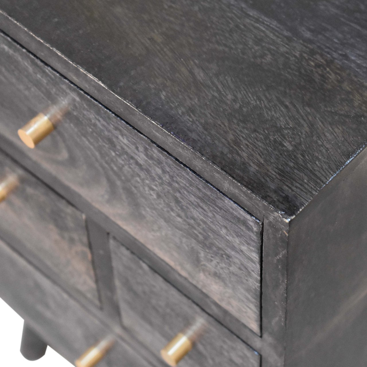 Multi Drawer Ash Black Bedside Table