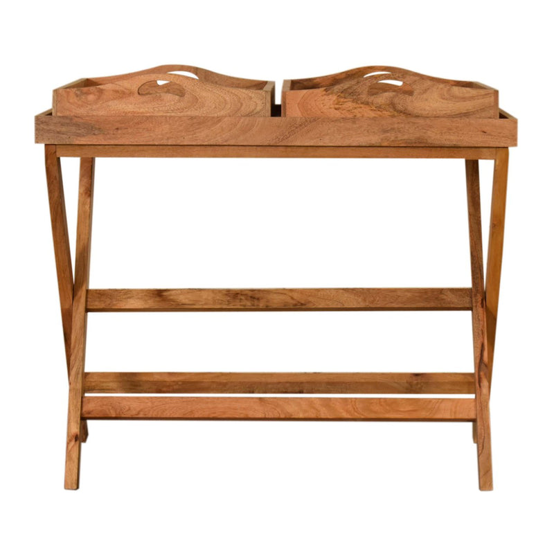 Prima Butler Tray Table Accent Piece | Oak Mango Wood