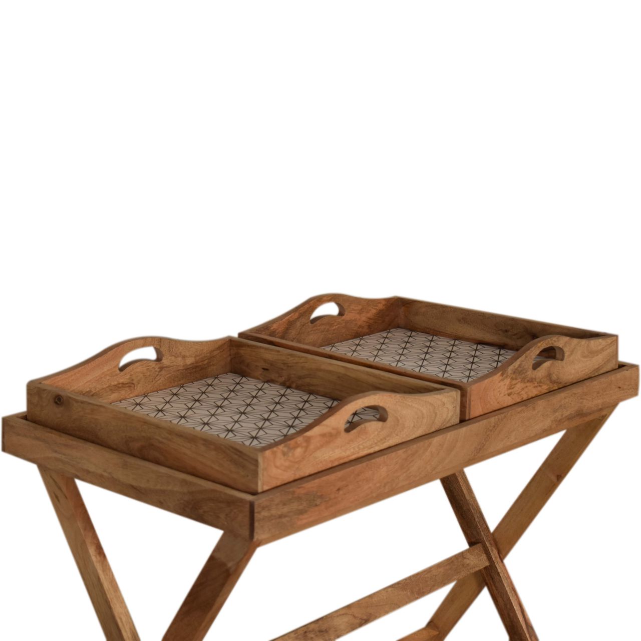 Prima Butler Tray Table Accent Piece | Oak Mango Wood
