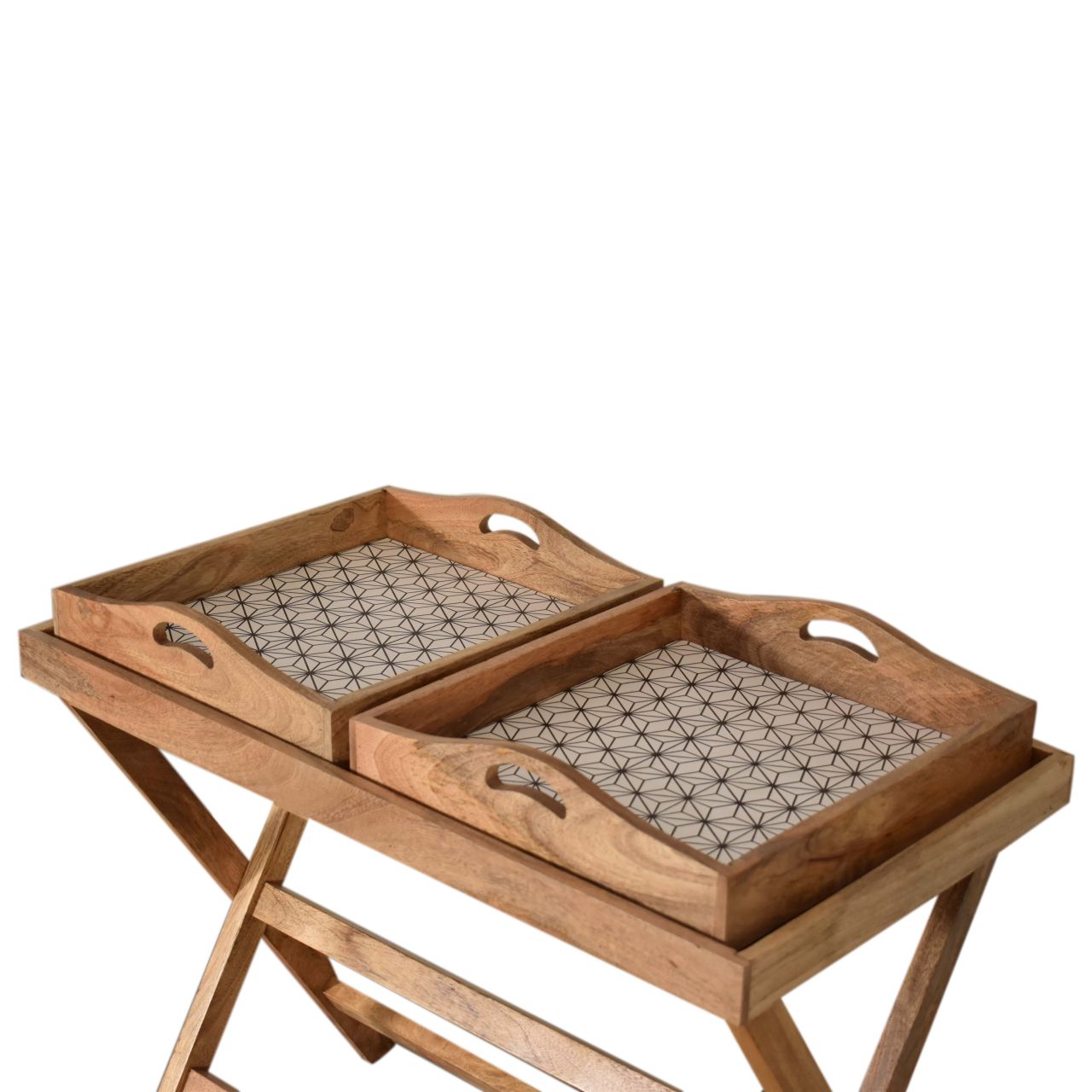 Prima Butler Tray Table Accent Piece | Oak Mango Wood