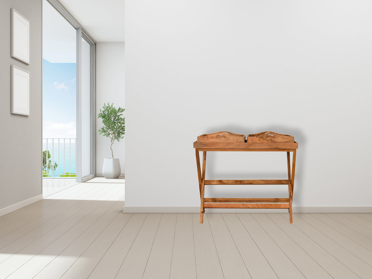 Prima Butler Tray Table Accent Piece | Oak Mango Wood