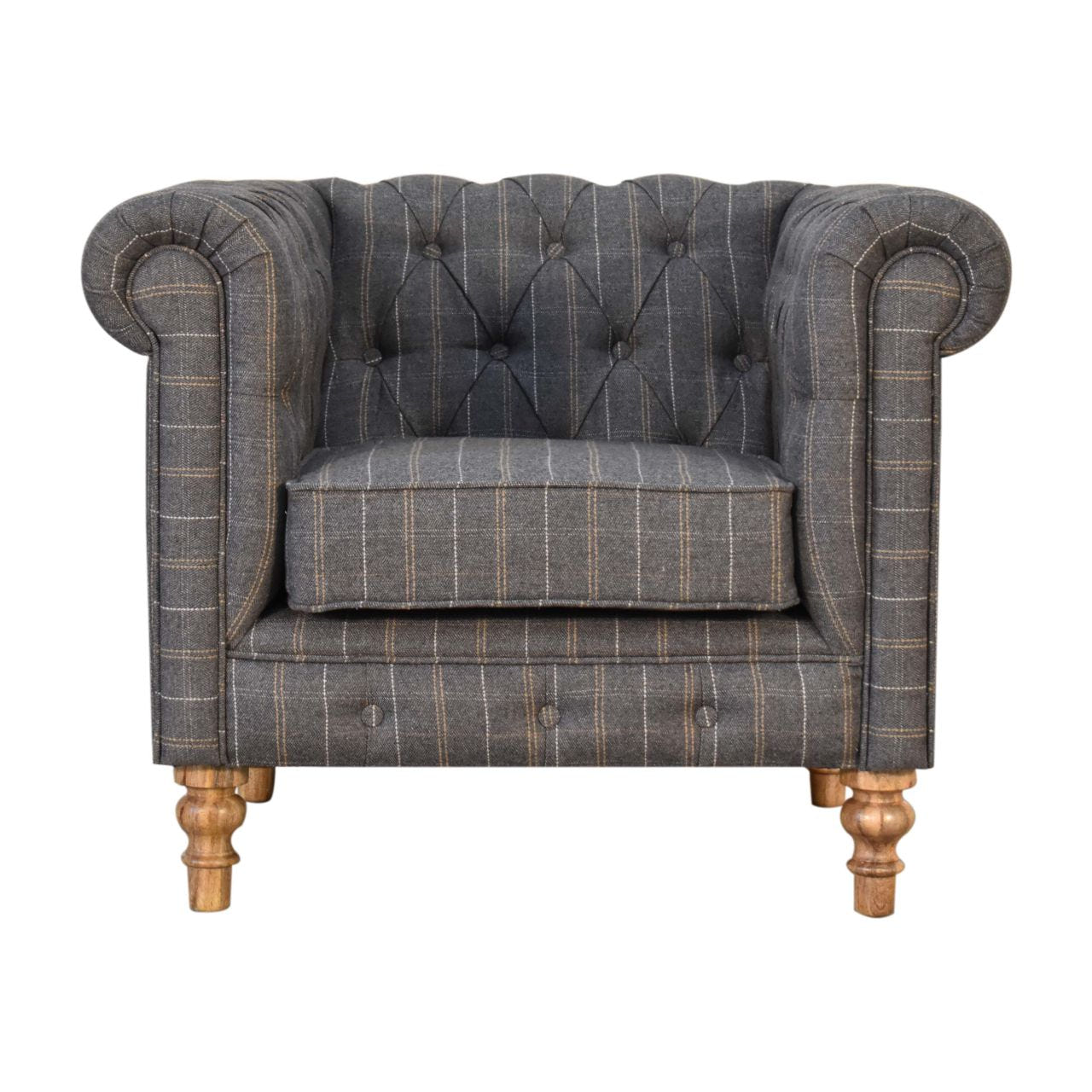 Pewter Tweed Chesterfield Chair