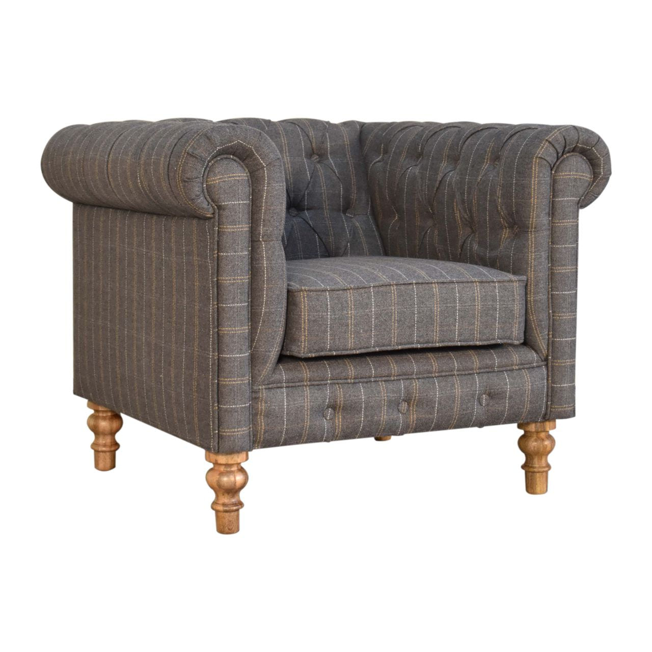 Pewter Tweed Chesterfield Chair