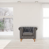 Pewter Tweed Chesterfield Armchair