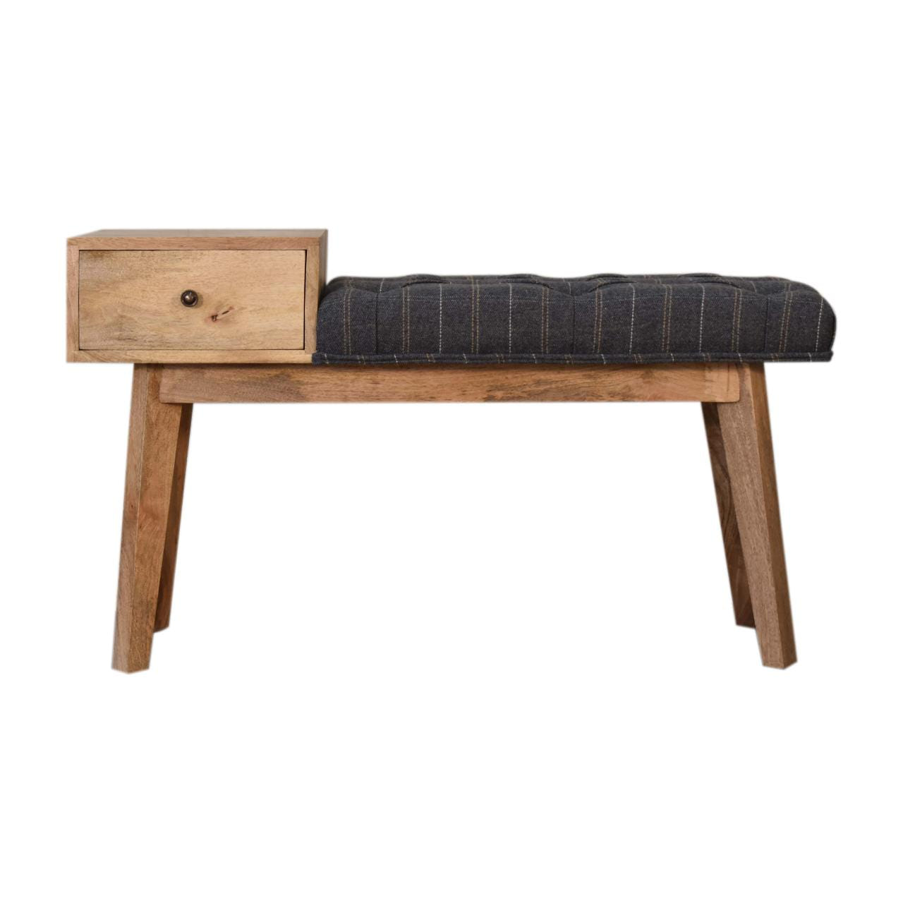 Pewter Tweed Bench with 1-Drawer | Oak-Ish