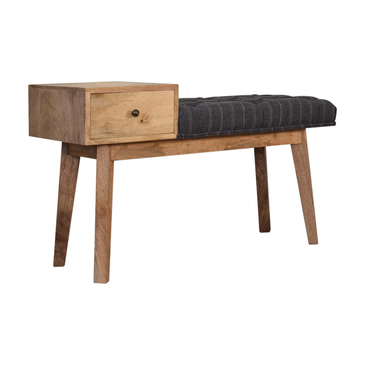 Pewter Tweed Bench with 1-Drawer | Oak-Ish