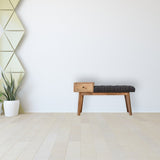 Pewter Tweed Bench with 1 Drawer