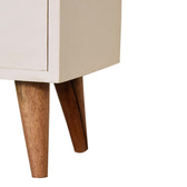White Hand Painted Bedside Table | Oak-Ish Solid Mango Wood
