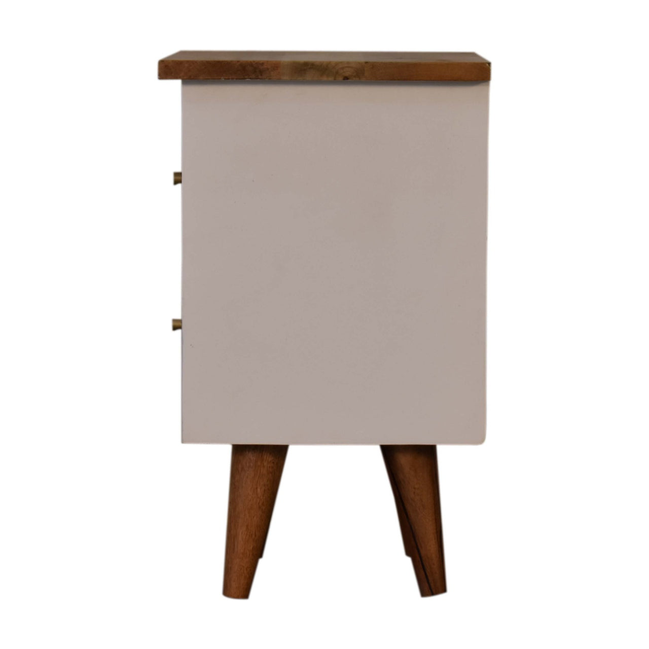 White Hand Painted Bedside Table | Oak-Ish Solid Mango Wood