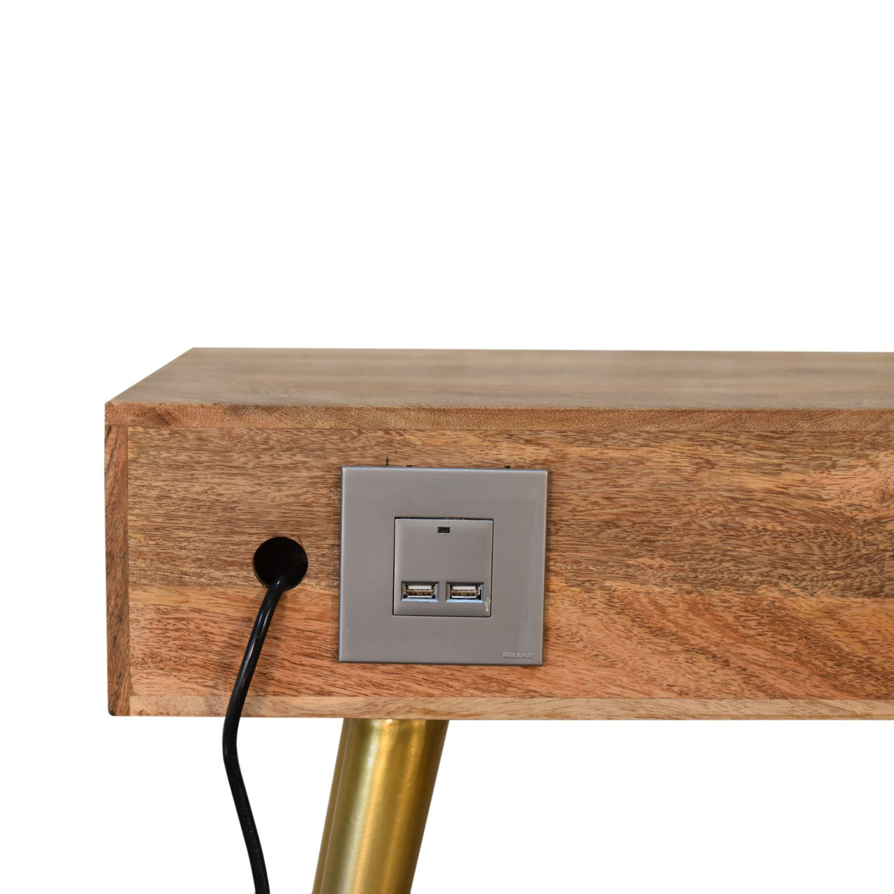 Cement Brass Cable Writing Desk | Oak-Ish Mango Wood