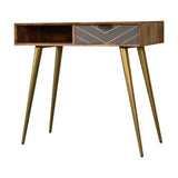 Cement Brass Cable Writing Desk | Oak-Ish Mango Wood