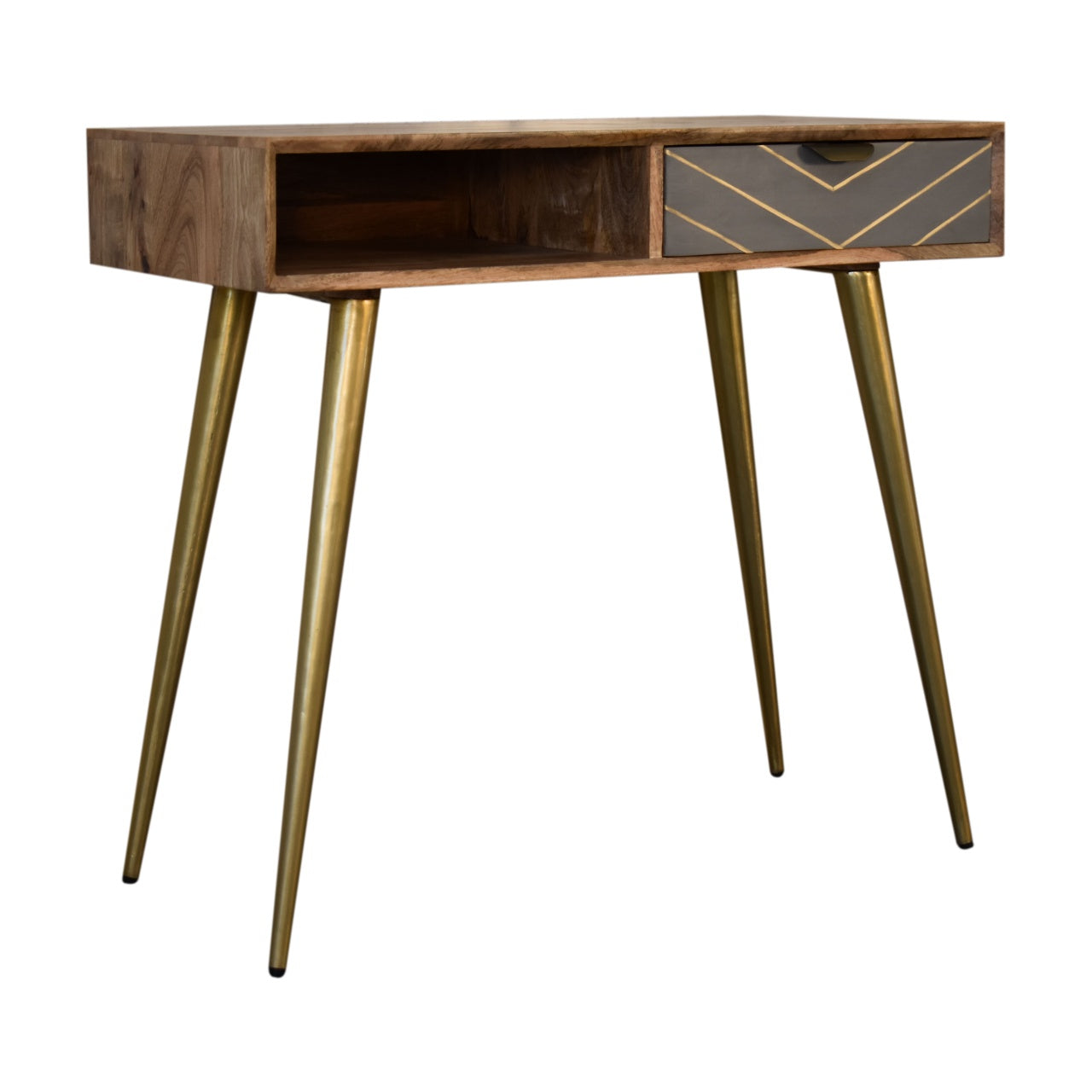 Cement Brass Cable Writing Desk | Oak-Ish Mango Wood