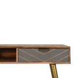Cement Brass Cable Writing Desk | Oak-Ish Mango Wood