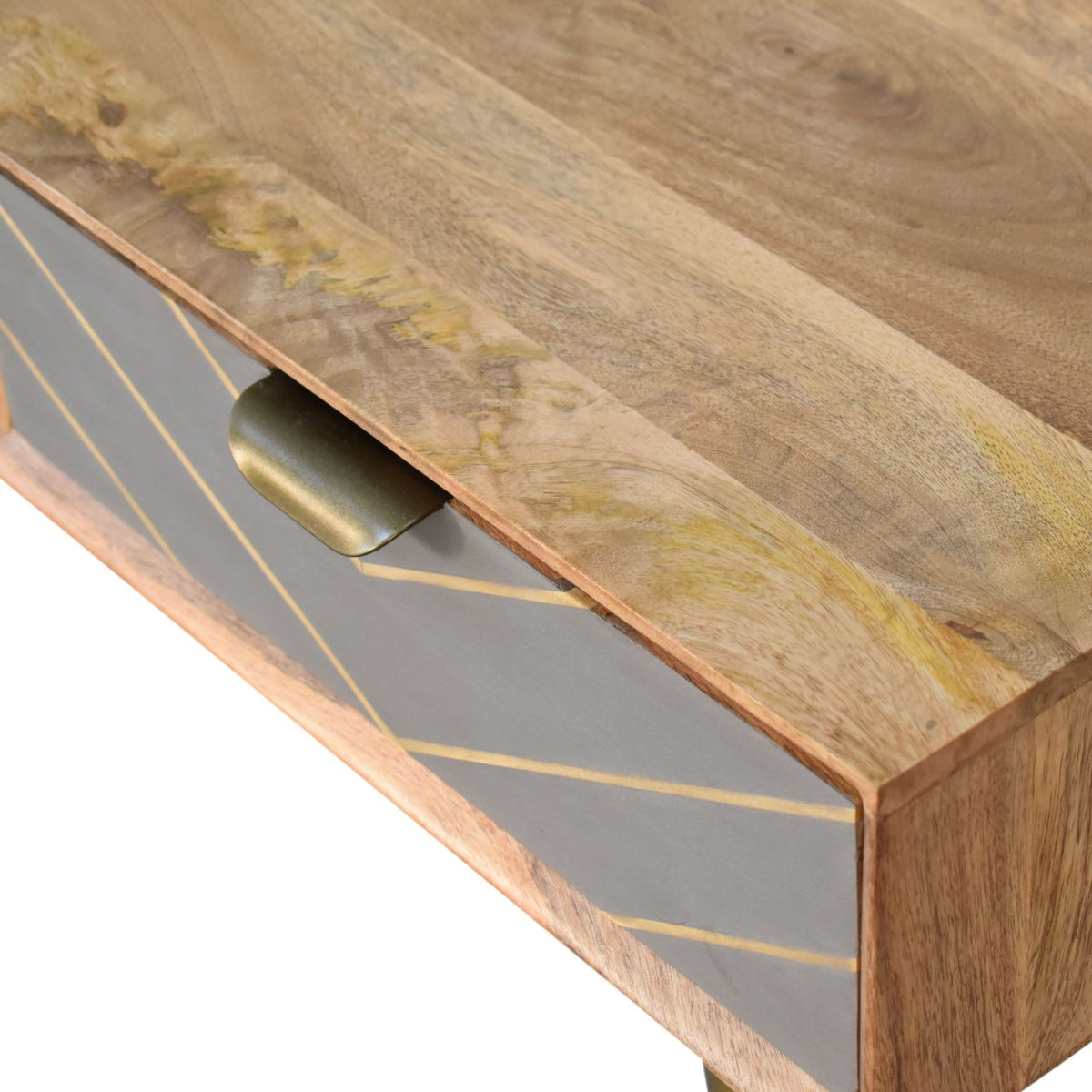 Cement Brass Cable Writing Desk | Oak-Ish Mango Wood