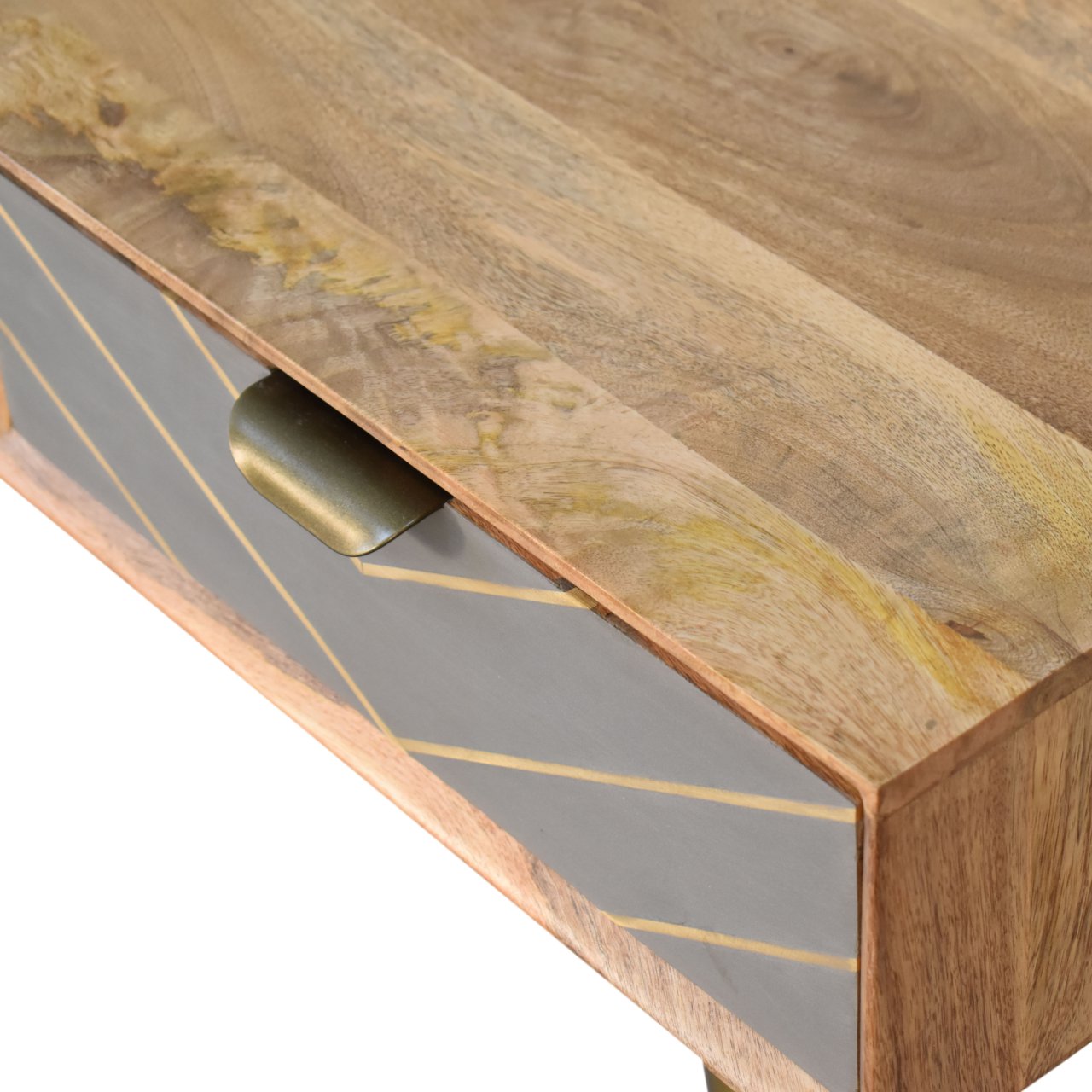 Cement Brass Cable Writing Desk | Oak-Ish Mango Wood