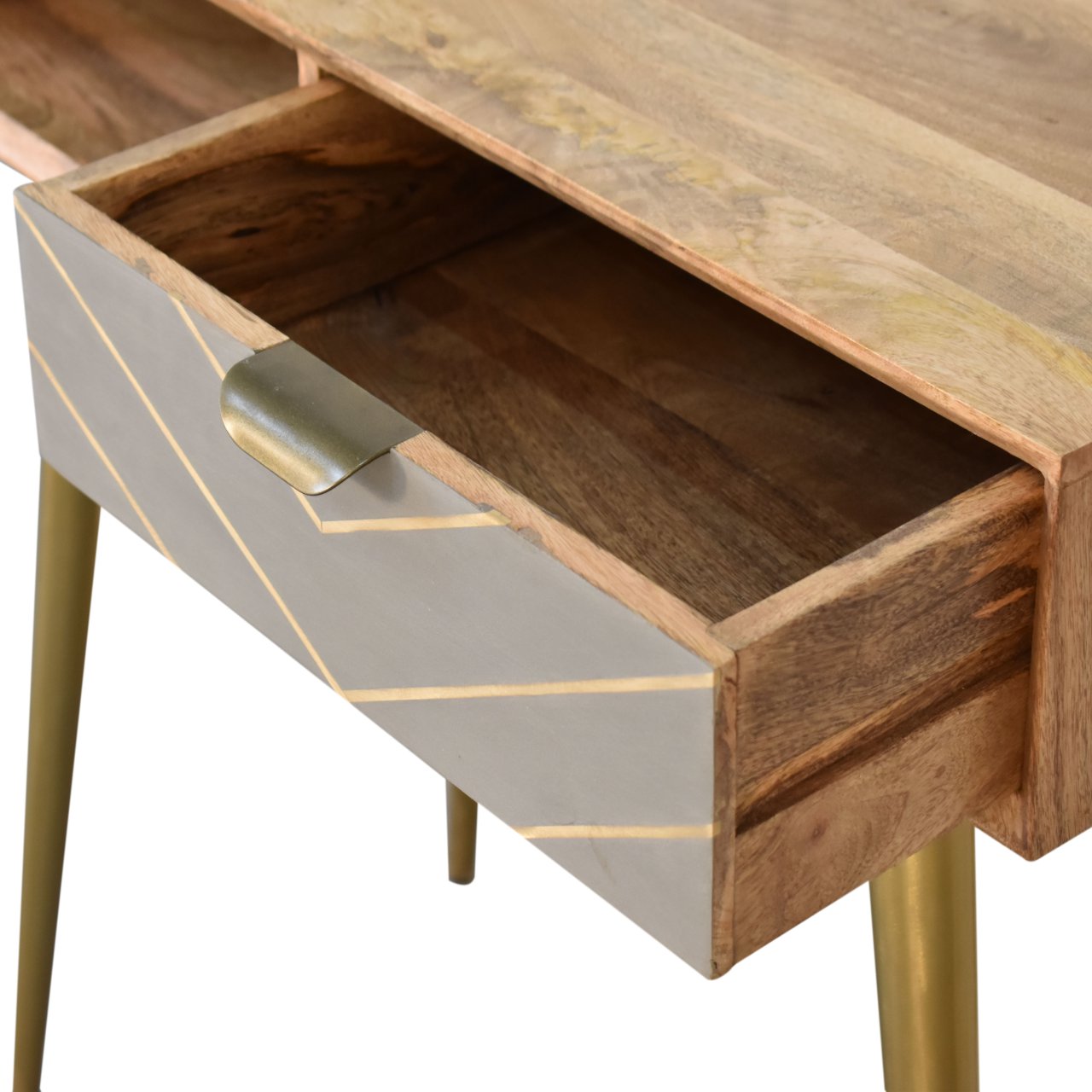 Cement Brass Cable Writing Desk | Oak-Ish Mango Wood