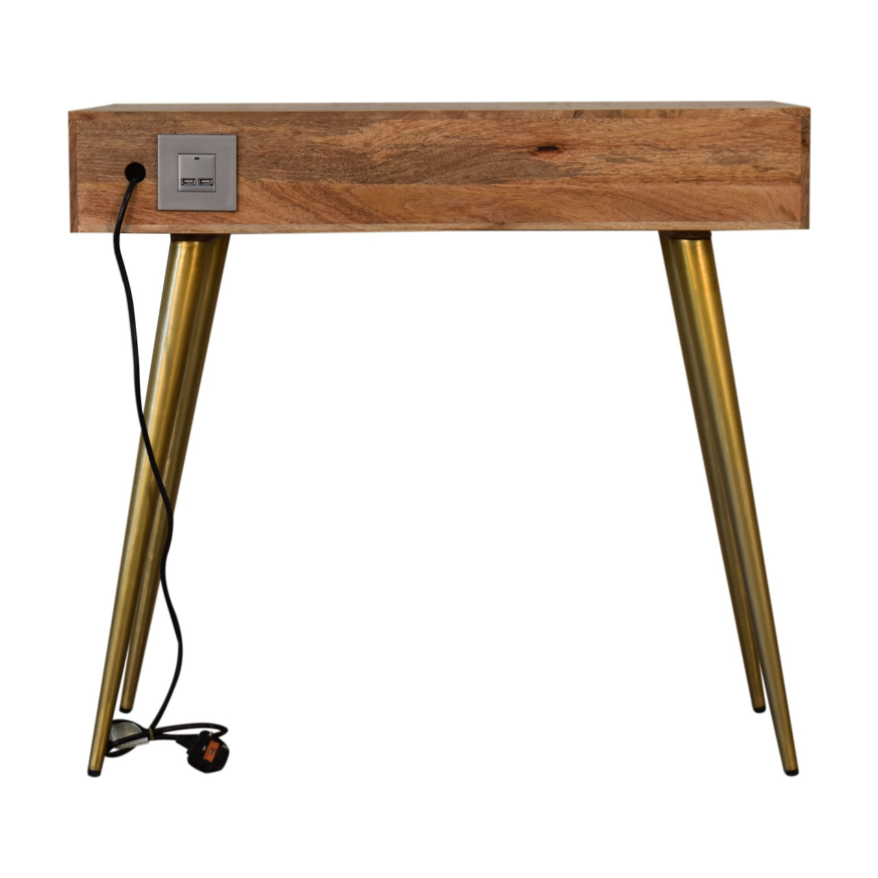 Cement Brass Cable Writing Desk | Oak-Ish Mango Wood