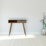 Cement Brass Cable Writing Desk | Oak-Ish Mango Wood