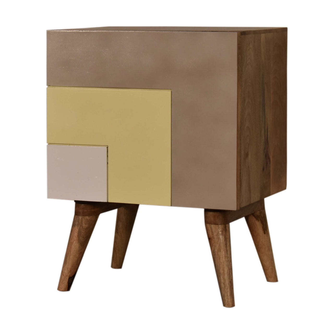 Quebec Yellow Bedside Table | Hand-Painted Mango Wood