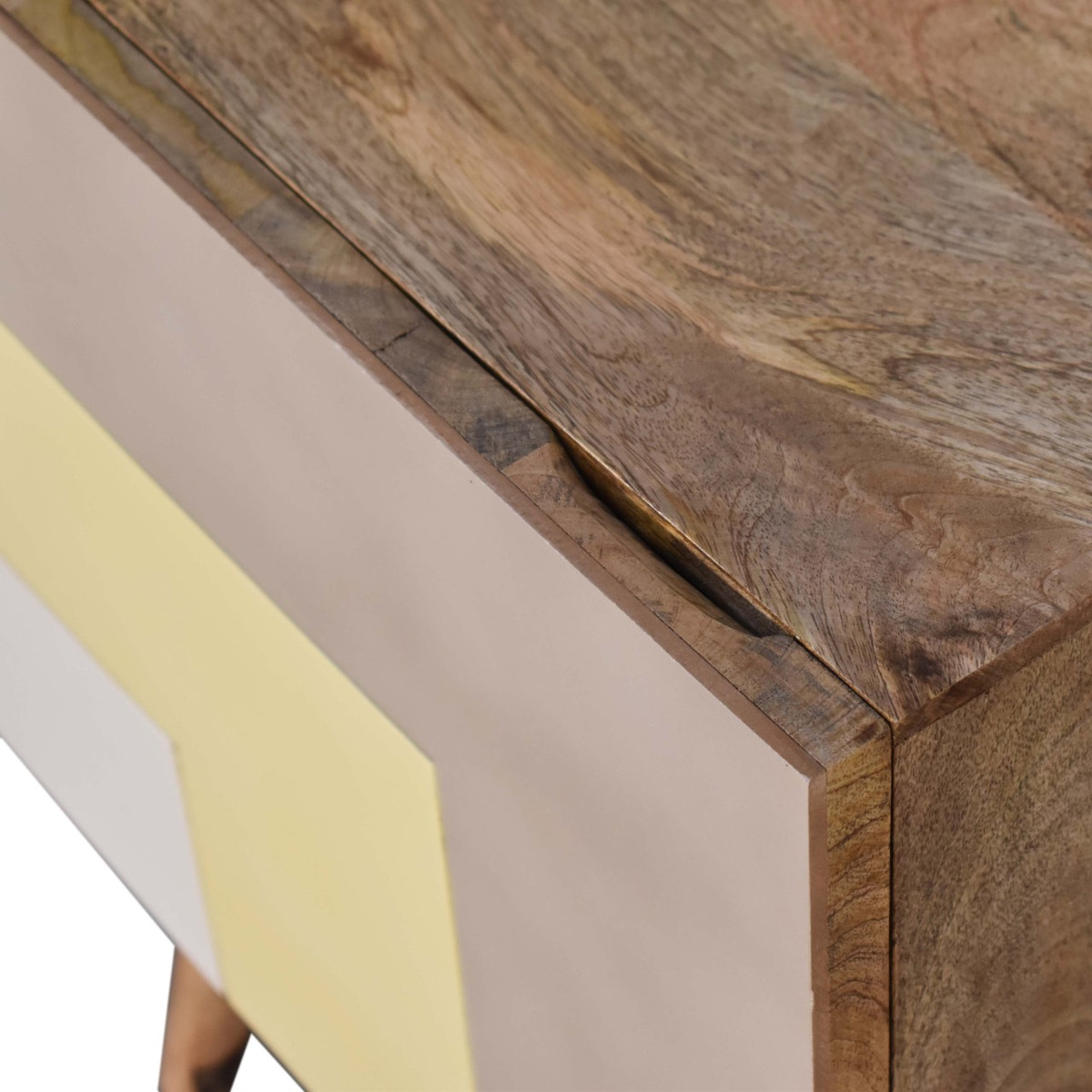 Quebec Yellow Bedside Table | Hand-Painted Mango Wood