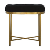 Clover Black Velvet Footstool