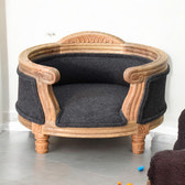 Carved Battleship Tweed Pet Bed | Hand-Carved