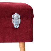 Wine Red Nordic Storage Bench | Cotton Velvet Hidden Storage
