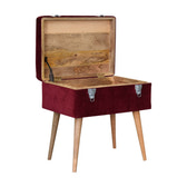 Wine Red Nordic Storage Bench | Cotton Velvet Hidden Storage