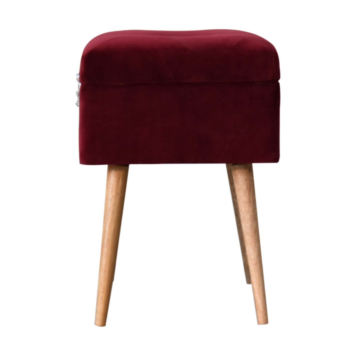 Wine Red Nordic Storage Bench | Cotton Velvet Hidden Storage